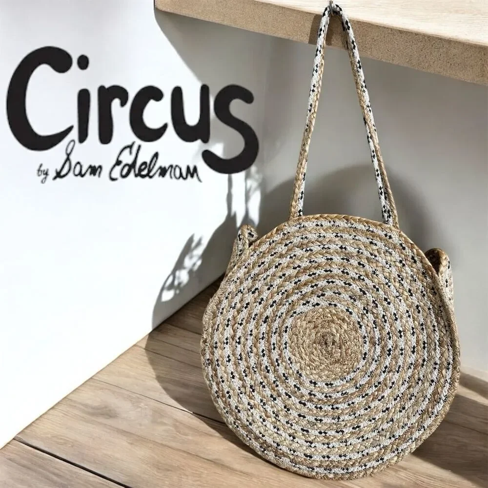 Circus by Sam Edelman Phoebe Braided Soft Boho Jute Shoulder Bag Natural Tan
